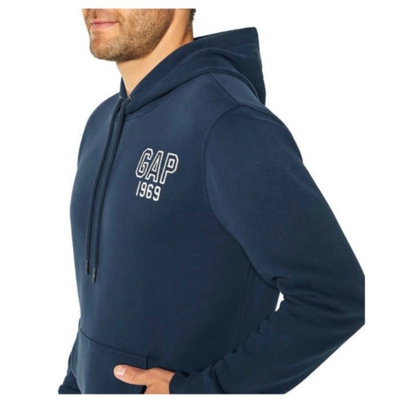 2/30$ GAP 1969 NWOT Navy white logo super comfortable men's hoodie - Picture 2 of 6